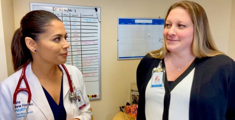 Dr. Tooba Kazmi and Patient Services Manager Lauren Thayer of Yale New Haven Health